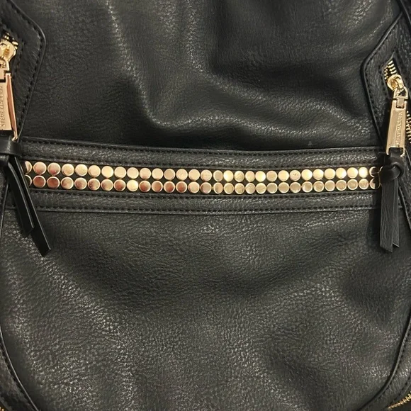 Steve Madden Black Faux Leather Bag Gold Hardware & Studs - Picture 3 of 14